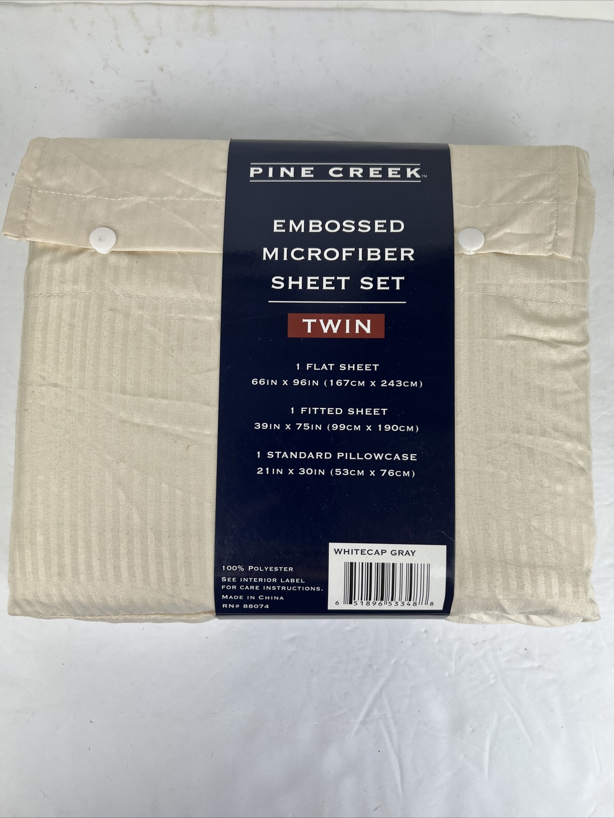 Twin Sheet Set New Pine Creek Beige Embossed Microfiber Opened