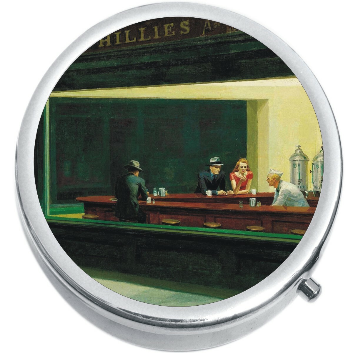 Bar Scene Painting Medicine Vitamin Pill Box