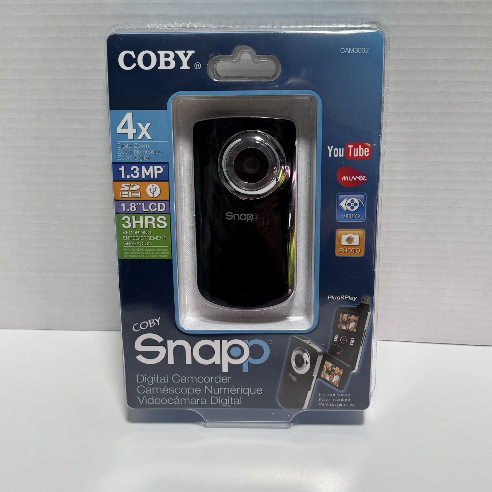 Coby Snapp Digital Camcorder 4x Digital Zoom 1.8" LCD CAM3002 Videocamara 1.3 MP