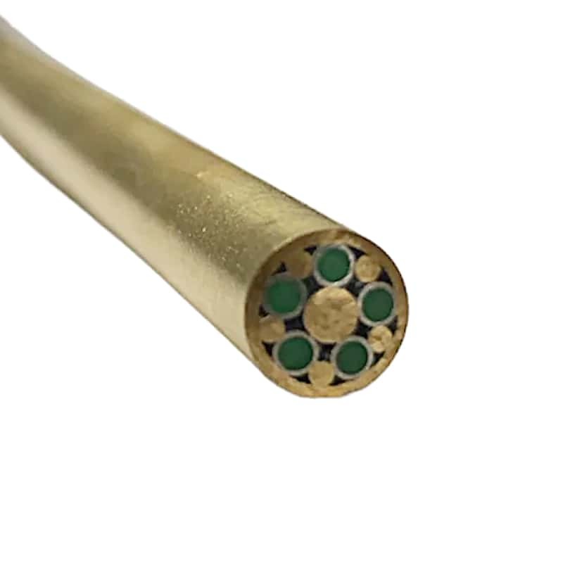 Mosaic Knife Handle Pin- 1/4" x 6"- Brass + Stainless w Green Resin- MP19