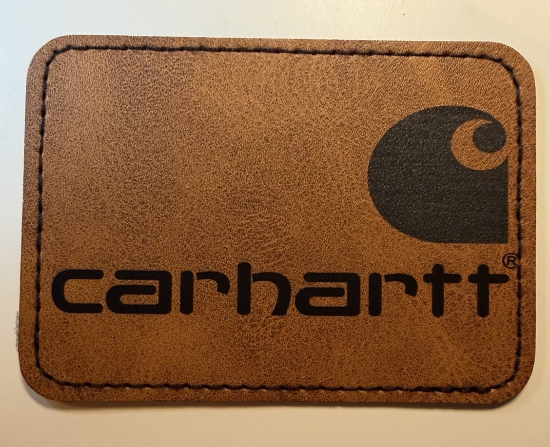 Carhartt Leatherette Patch Iron on Adhesive Custom 3” X 2”