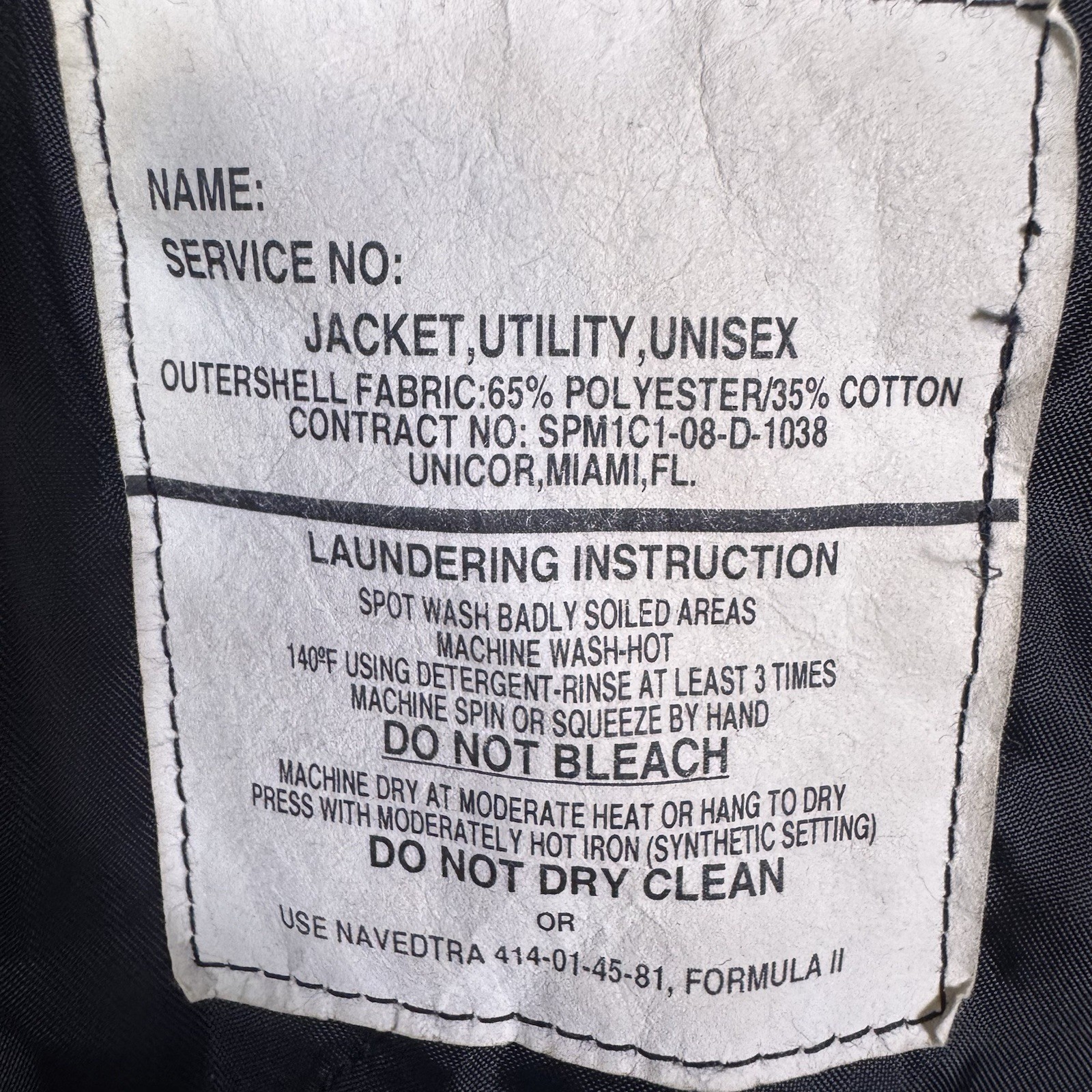DSCP Quarterdeck Collection Jacket Size Small Long Utility Bomber Lined Unisex