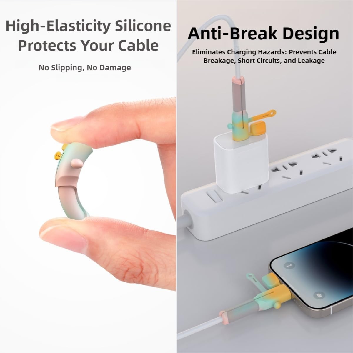 Charger Cable Protector 6 Sets (12pcs) - Silicone Non-Slip Cord Savers Compat...