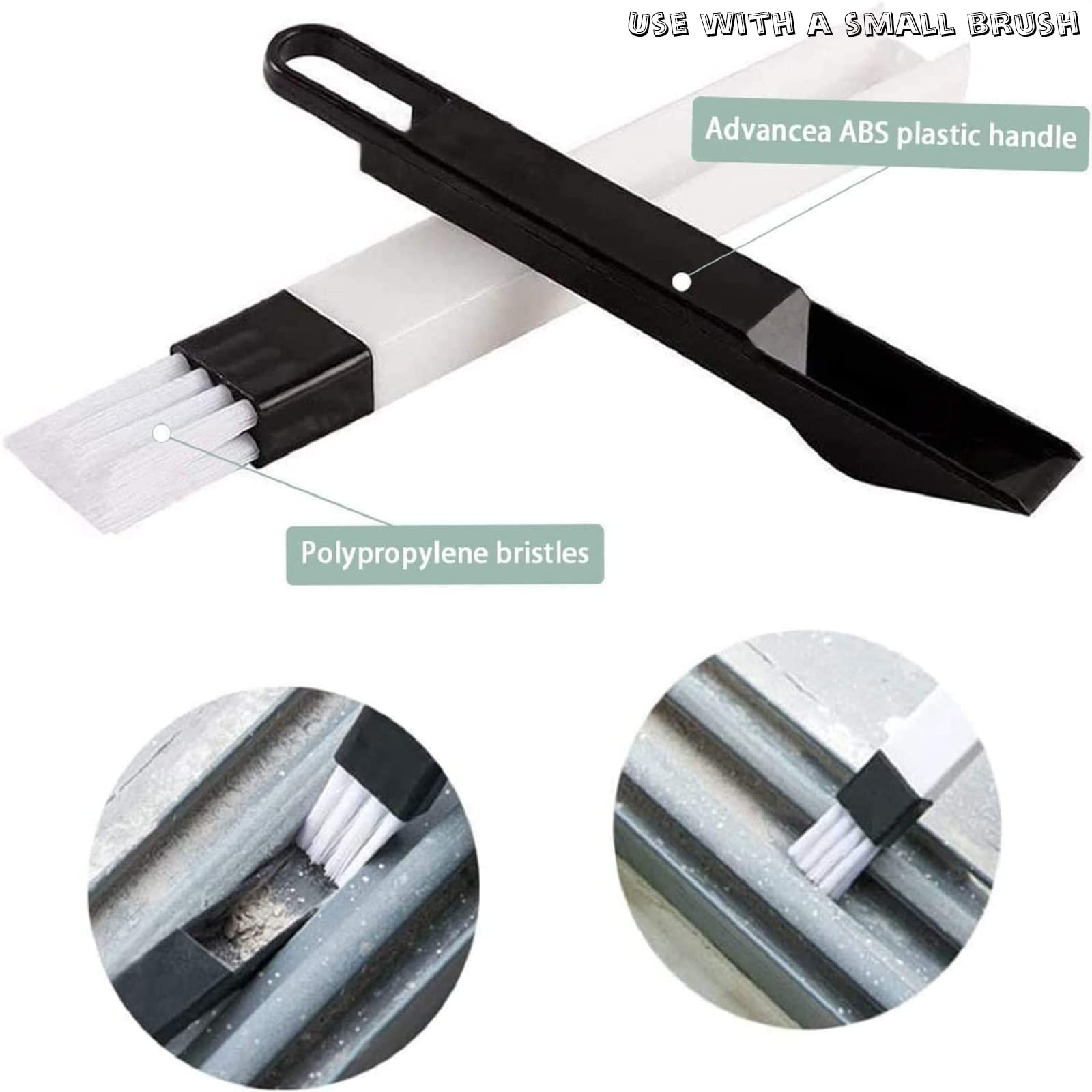 Magic Window Track Cleaner Tool Set - 3 Groove Gap Cleaning Brush + 2 Window ...