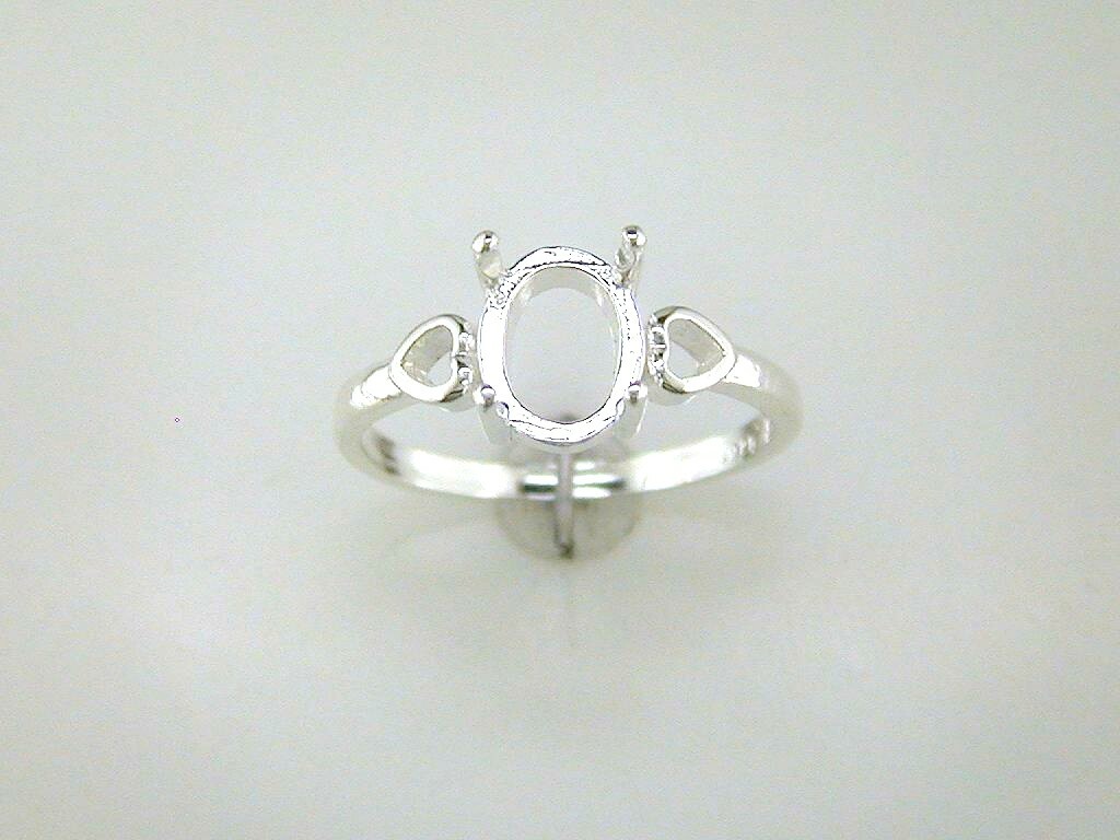 Oval Heart Shank Ring Setting Sterling Silver