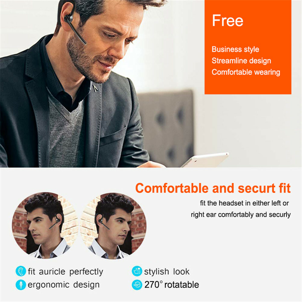 Noise Canceling Bluetooth Earphone Wireless Headset Trucker Earpiece for Calling