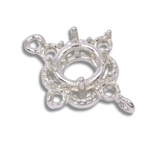 Round Accented Milgrain Pre-notched Double Dangle Mounting