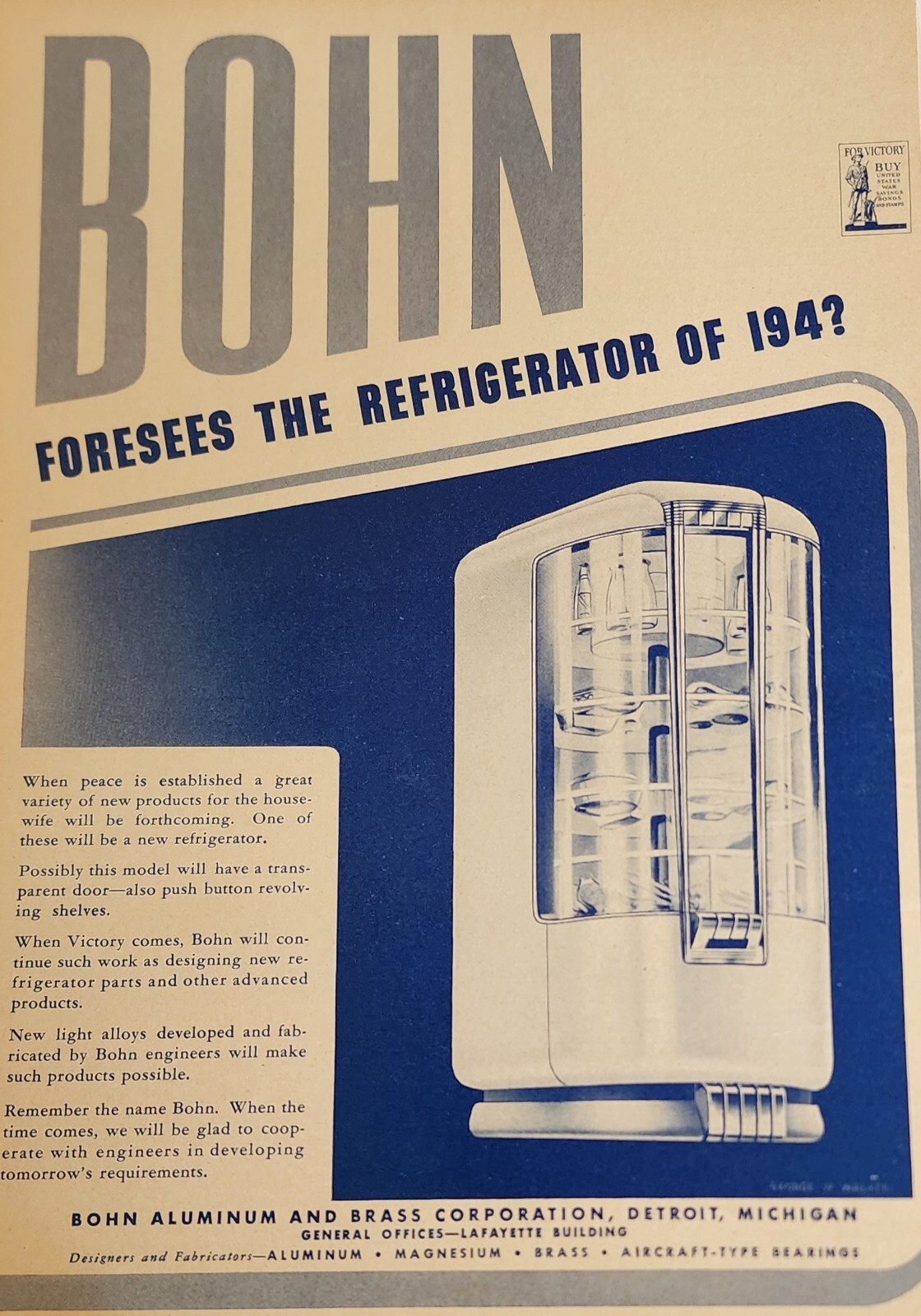 BOHN Magazine Ad Picture Advertisement Vintage Refrigerator Display Wall Art