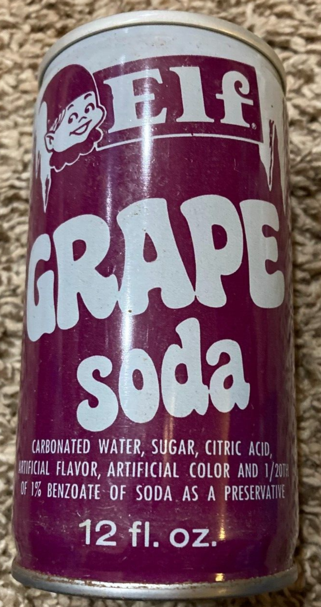 VINTAGE ELF GRAPE SODA PULL TAB STEEL CAN