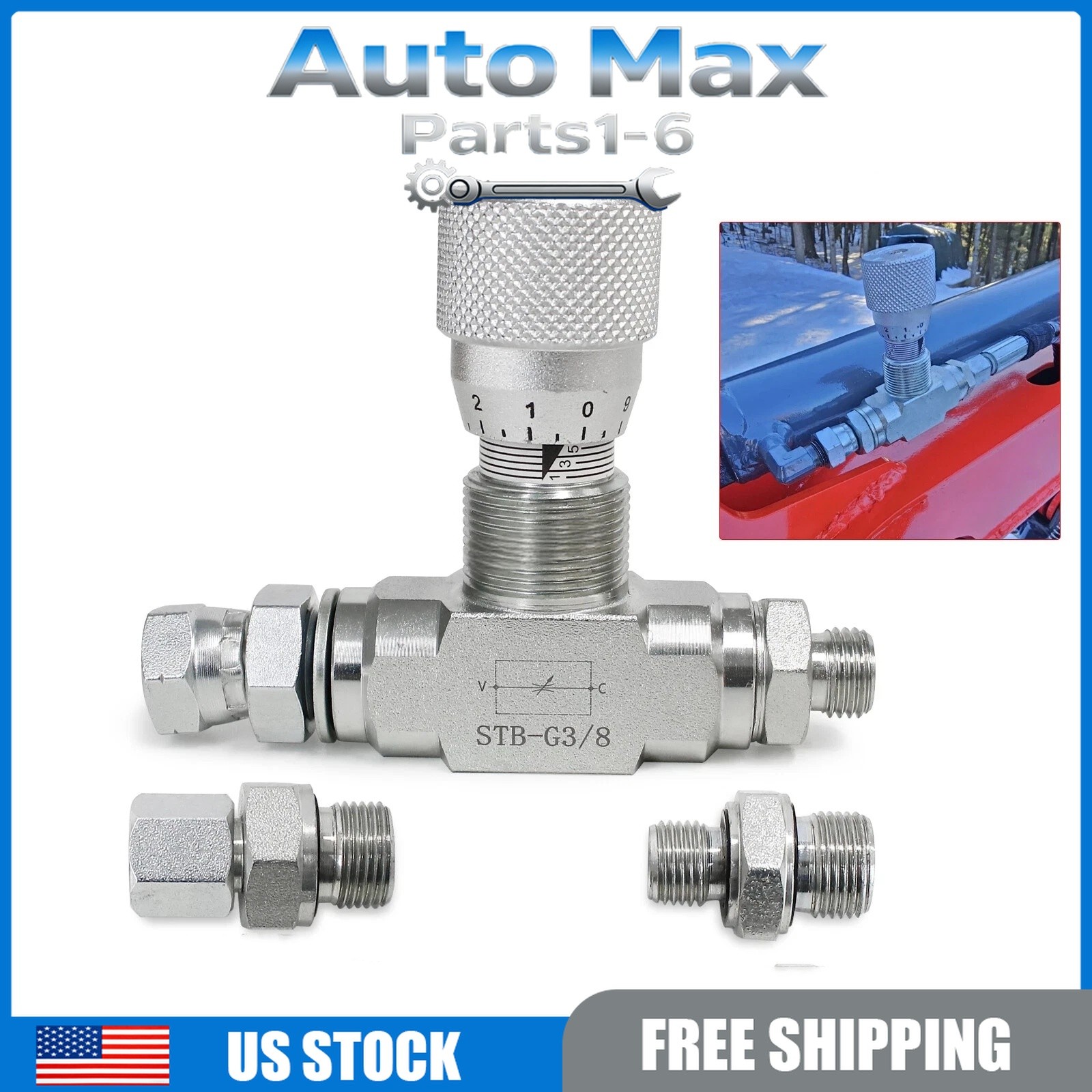 3/8" L08 Hydraulic Flow Control Valve - STB-G3/8 Fits Mini Excavator 1 SET USA