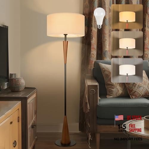 Brown Retro Farmhouse Wood Floor Lamp - 61.5"