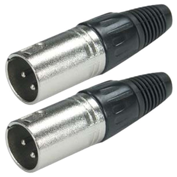 2 Pcs XLR 3 Pin Male Mic Microphone Audio Cable Connector Mount Adapter Nickel