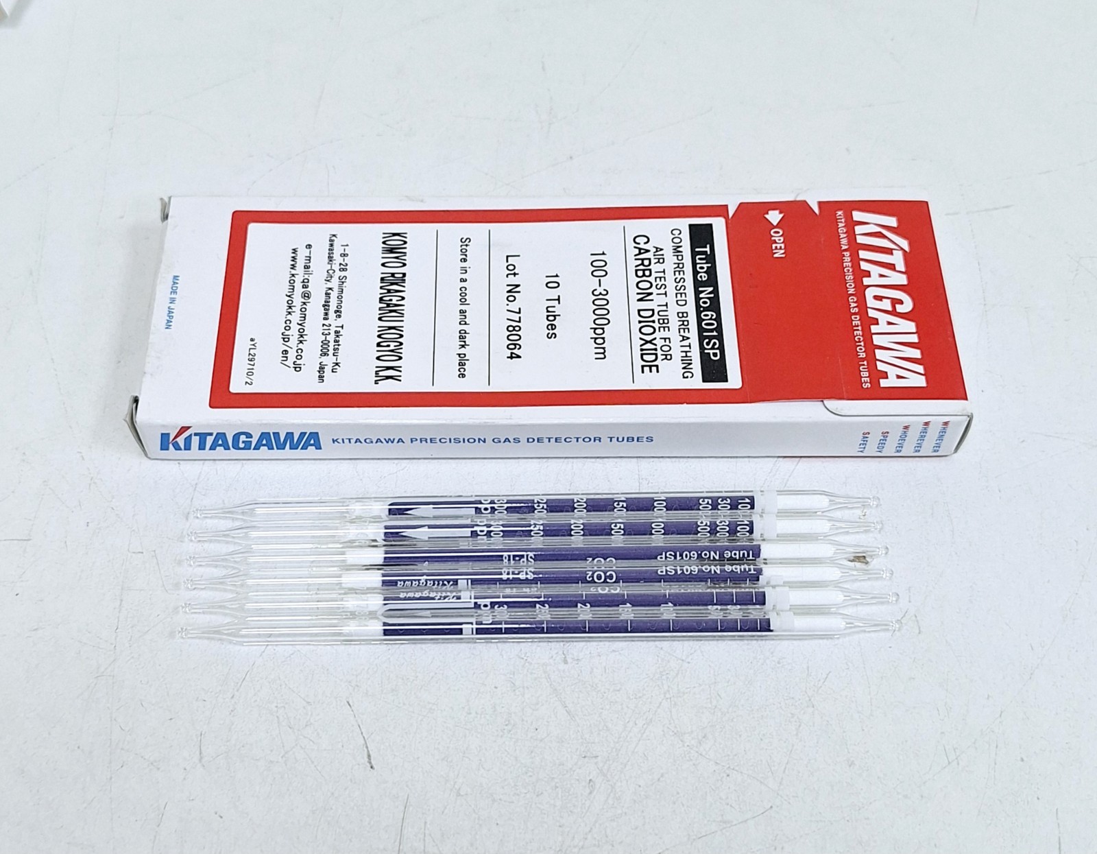 Kitagawa Komyo 601SP / SP-18 / 100-3000ppm Carbon Dioxide Tubes (Box of 6 pcs)