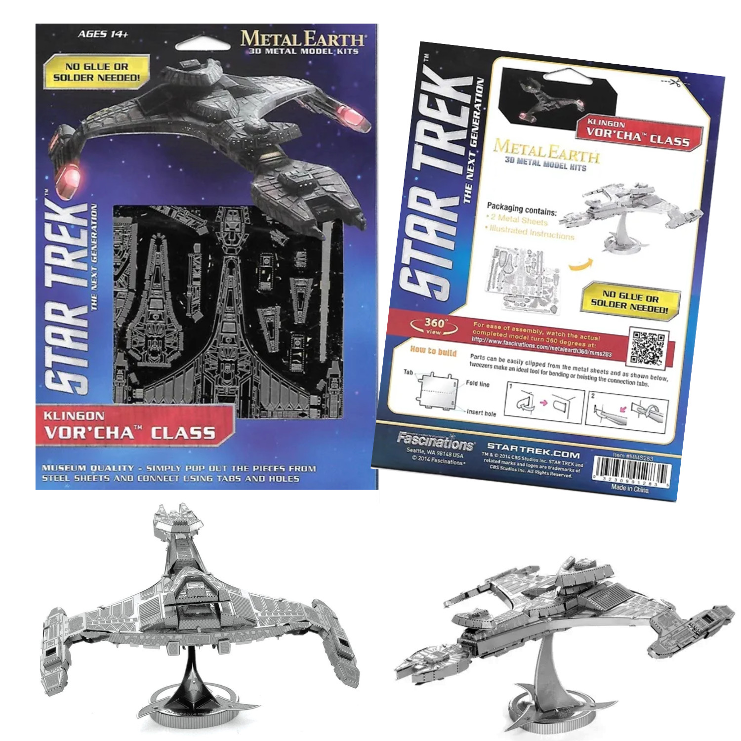 Metal Earth Star Trek Klingon Vor'cha Class MMS283 3D Metal Model Kit Retired