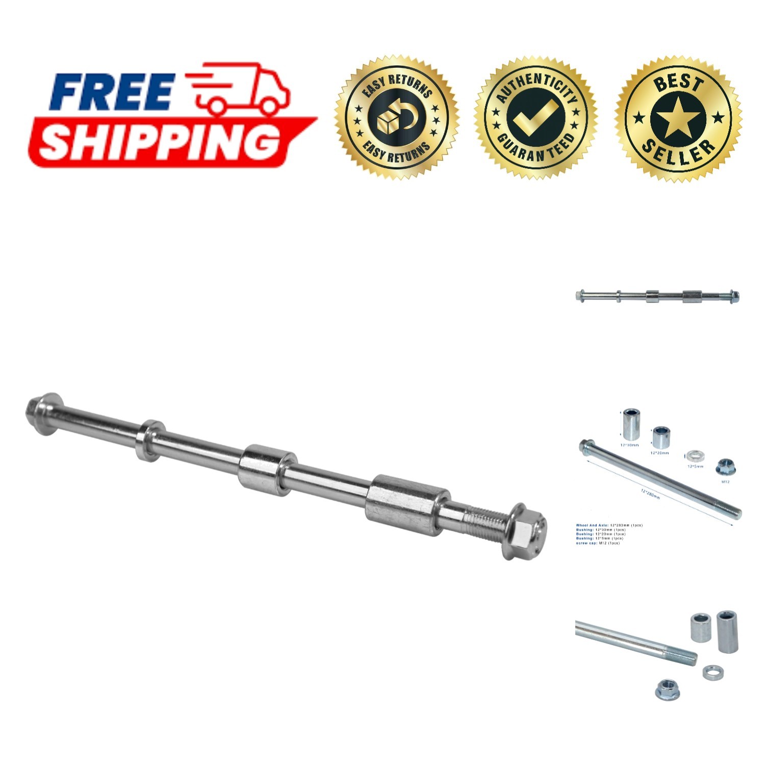 Durable 12mm x 280mm Front Rear Axle with Bushings for PIT PRO Dirt Bikes