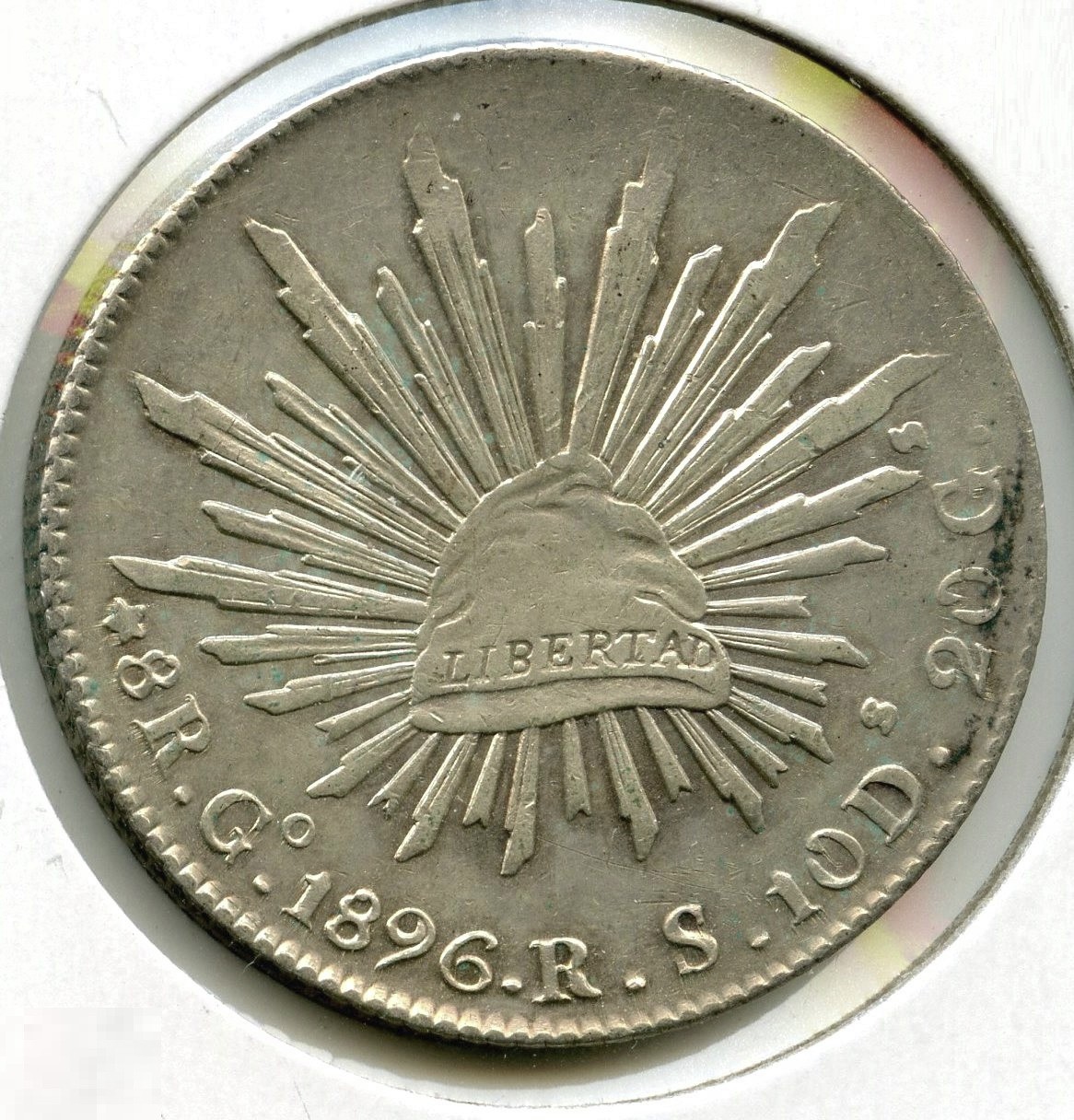 1896-GO Mexico Silver Coin 8 Reales - Guanajuato - Republica Mexicana - Q209