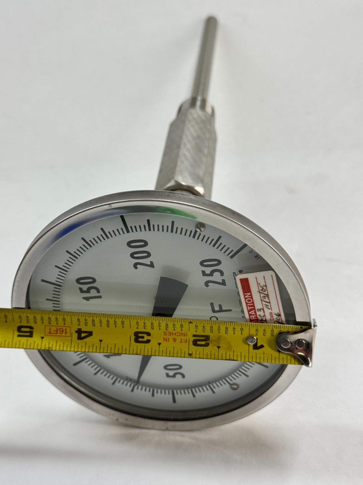 ASHCROFT Adjustable Angle Thermometer, 0-250F, 5" Face, 8" Stem, 3/4" NPT