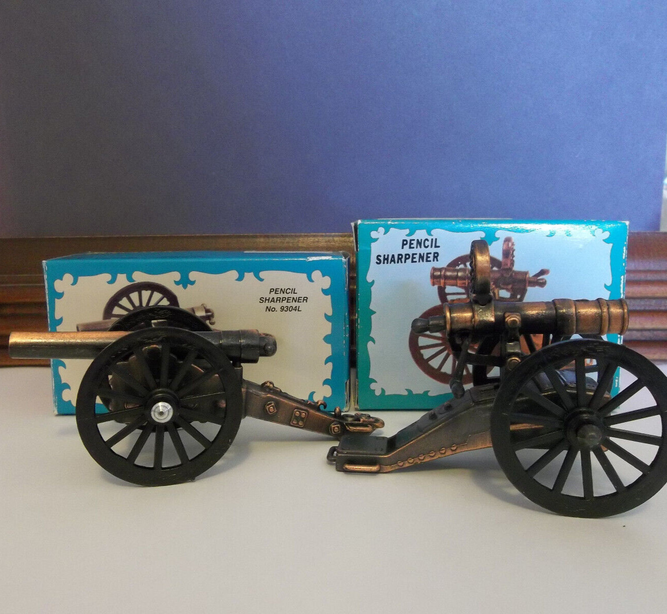 Antique Finished Die-Cast Miniature CANNON Pencil Sharpener #9304 #9305 NIB Lot