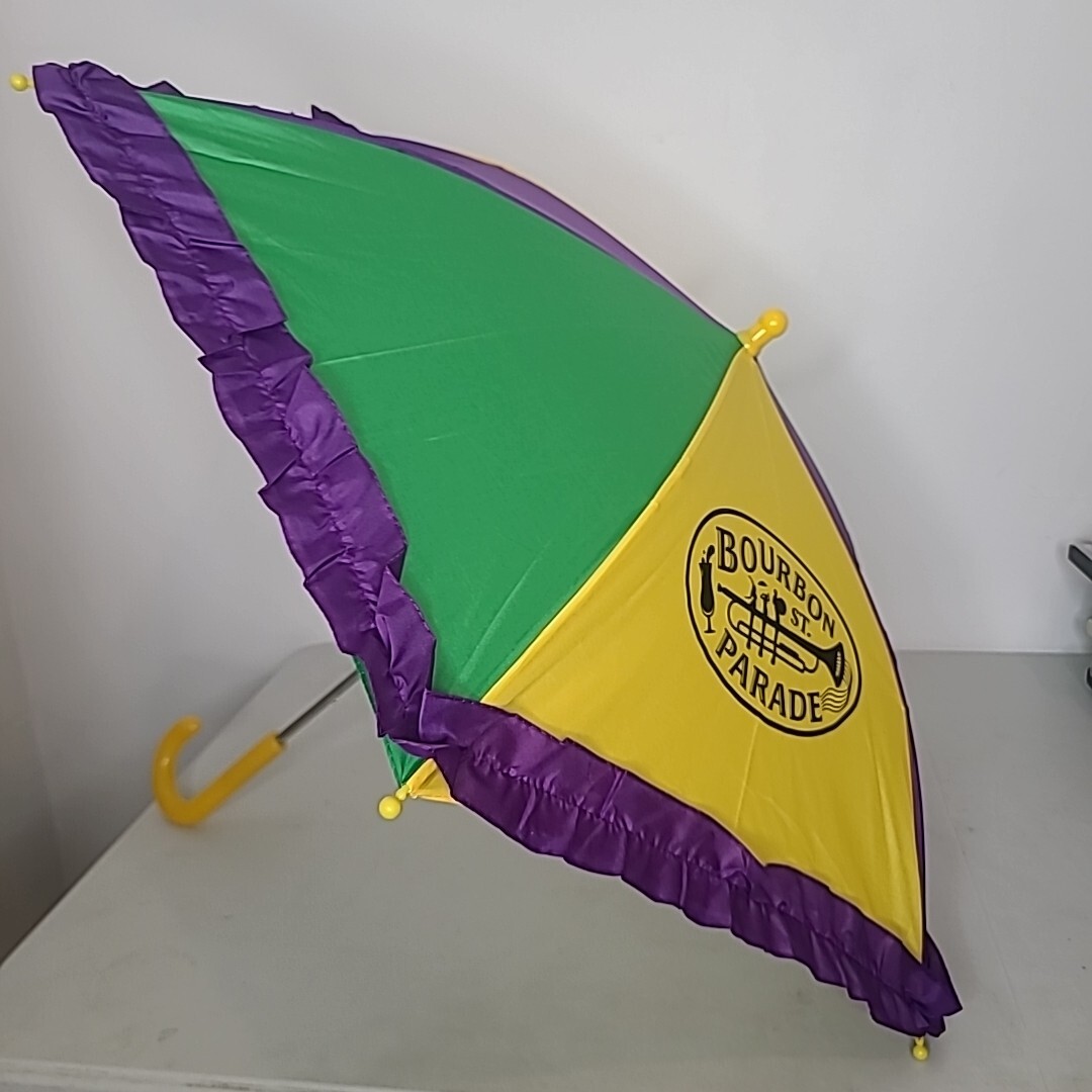 Mardi Gras Umbrella Green Purple Yellow 23" Bourbon St. parade