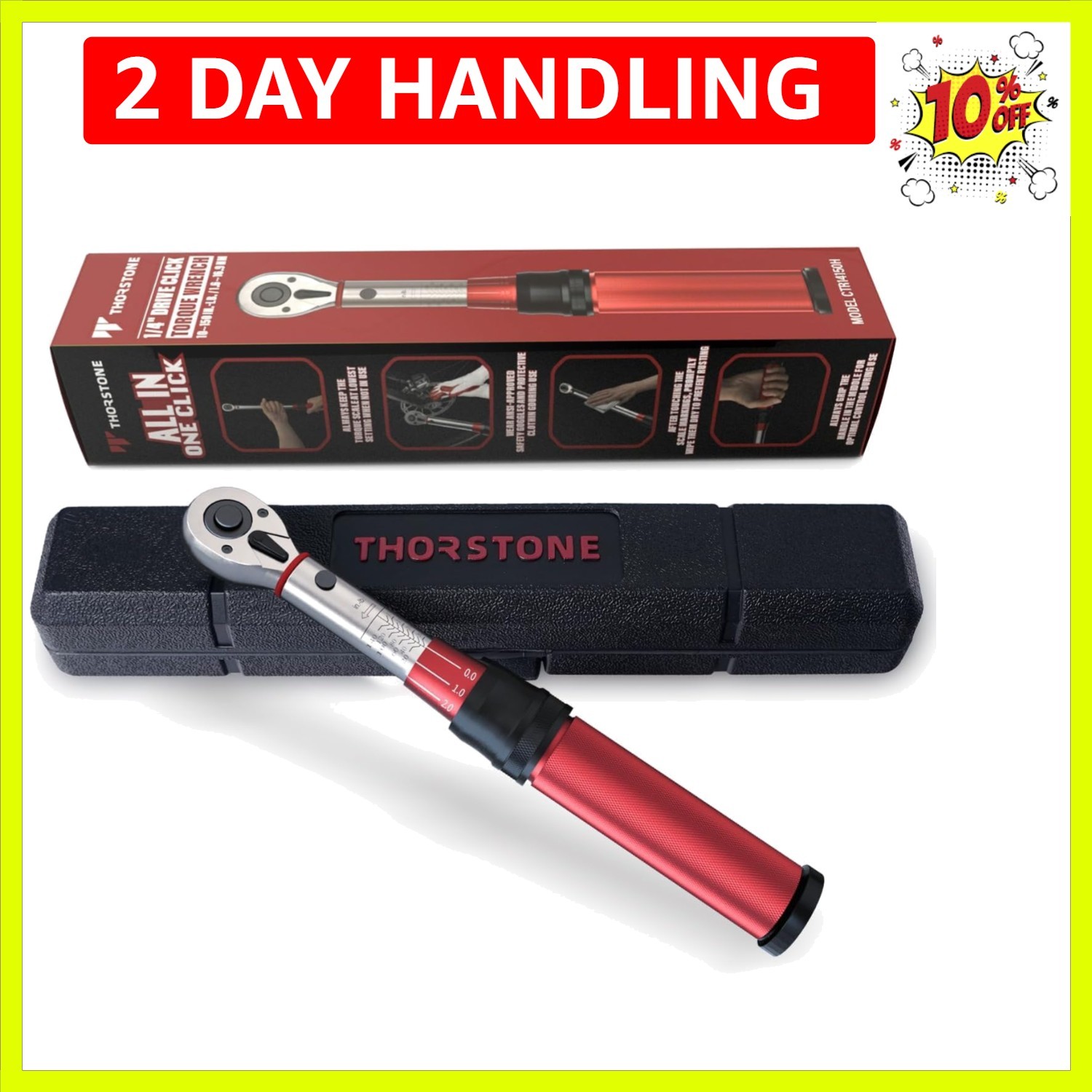 1/4 Inch Drive Click Torque Wrench, 10-150 IN-LB/1.1~16.9 Nm, 90 Tooth Click ...