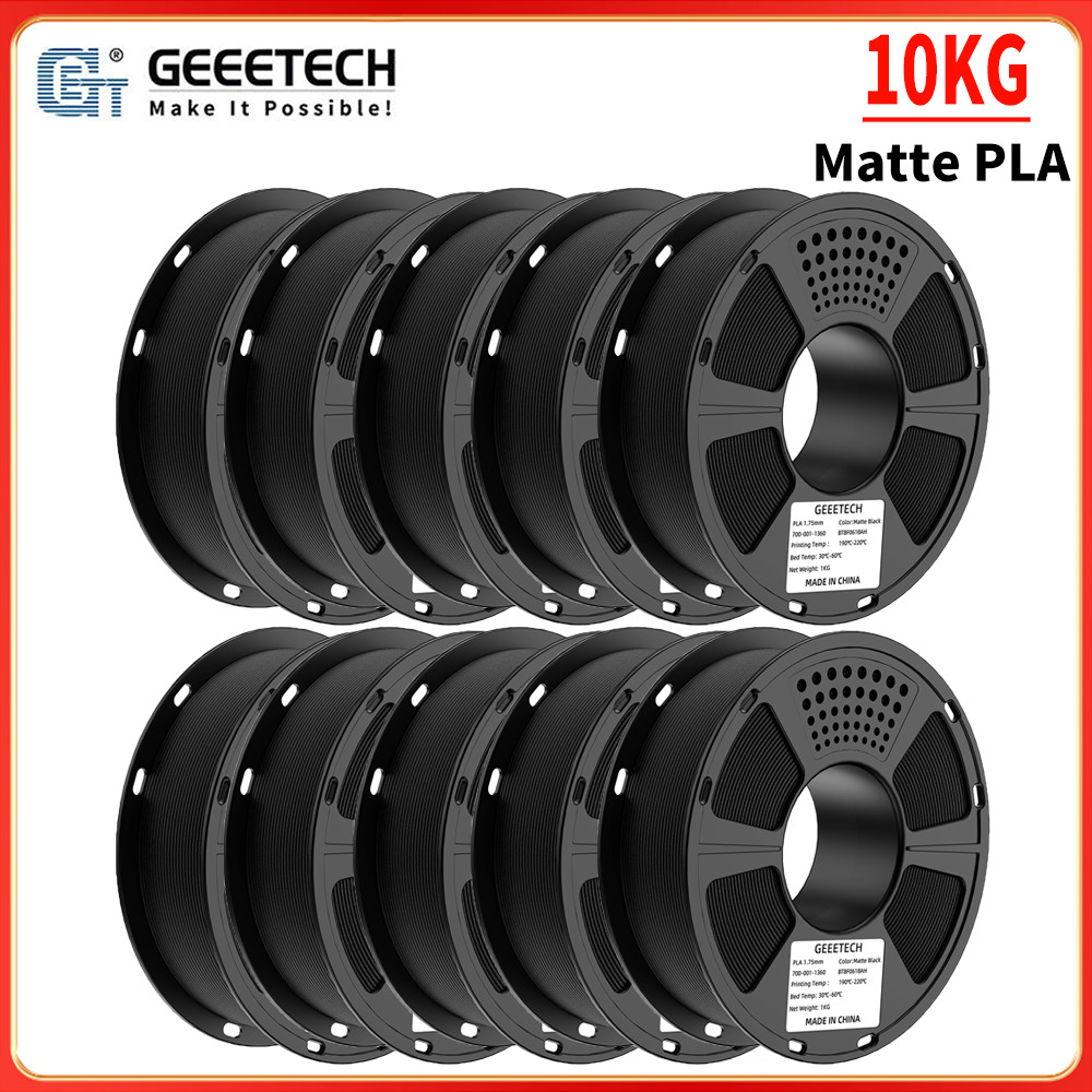 10KG Geeetech 3D Printer Filament Matte PLA Black 1.75mm 1KG/roll Consumables US