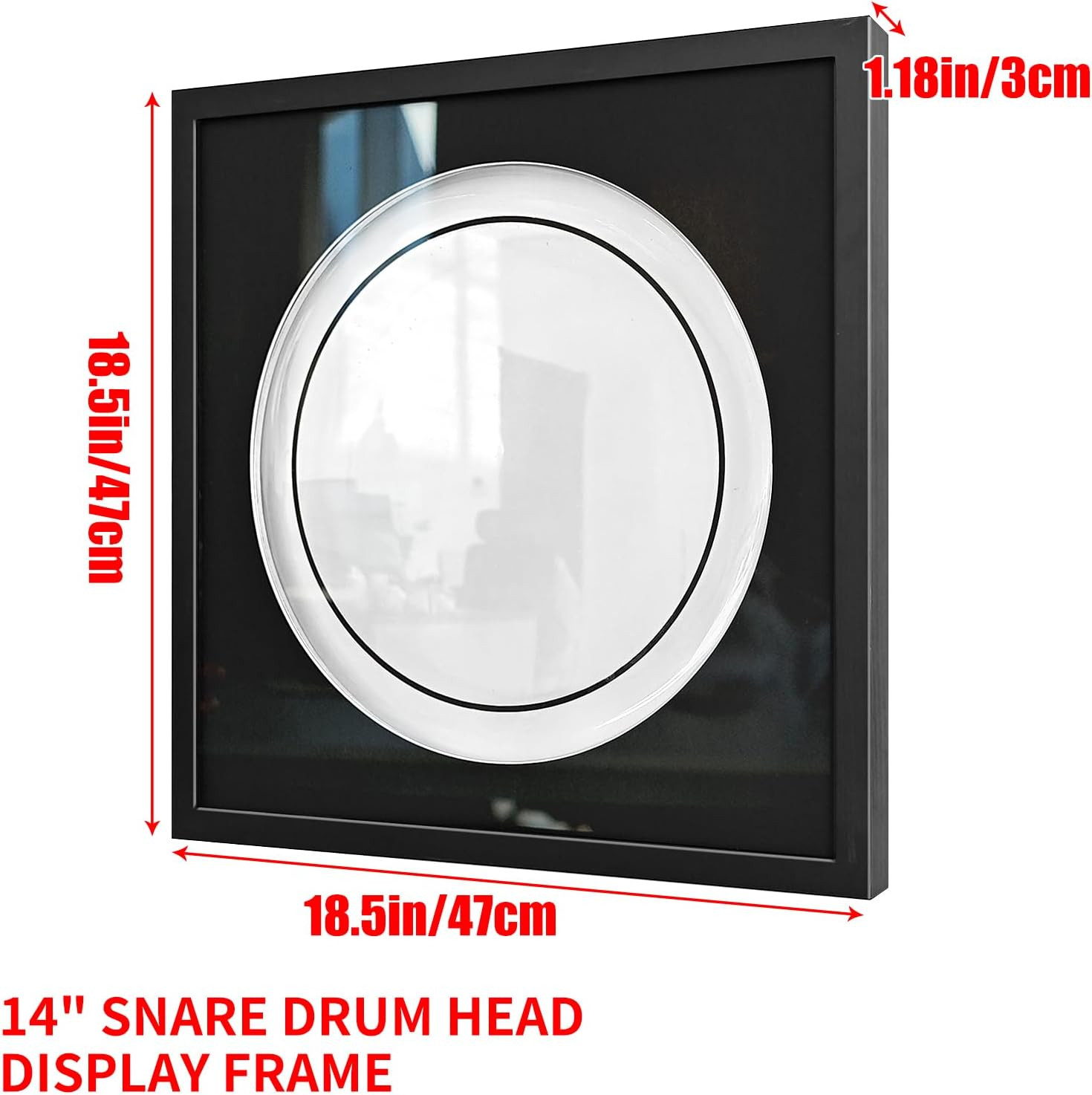 14" Drum Head Display Case - Wall Mount Shadow Box for Signed Memorabilia