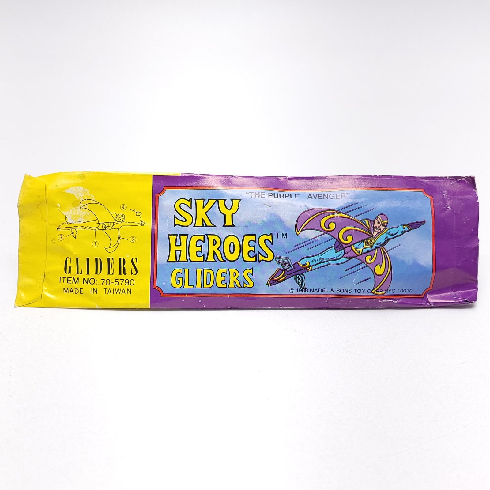 NEW Vintage Sky Hero The Purple Avenger Foam Glider Airplane 1988 SEALED 80's