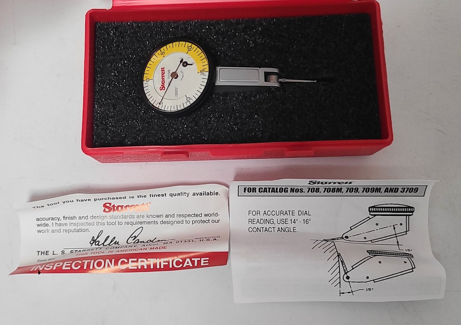 New Starrett 709BZ  Dial Test Indicator, Hori, 0 to 0.060 In