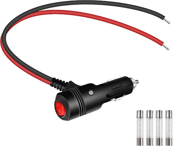 12V Cigarette Lighter Replacement Male Plug with On/Off Switch, 16A Size: 0.3M