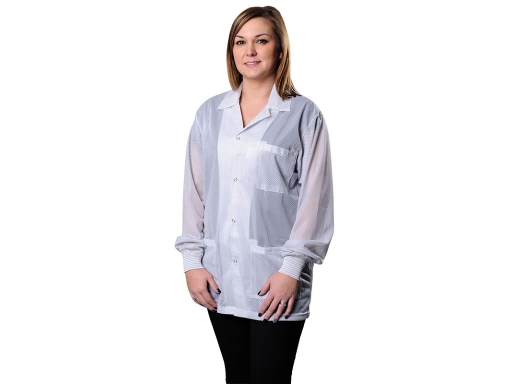 Desco 73832 - Statshield smock - jacket style with knitted cuffs / white /