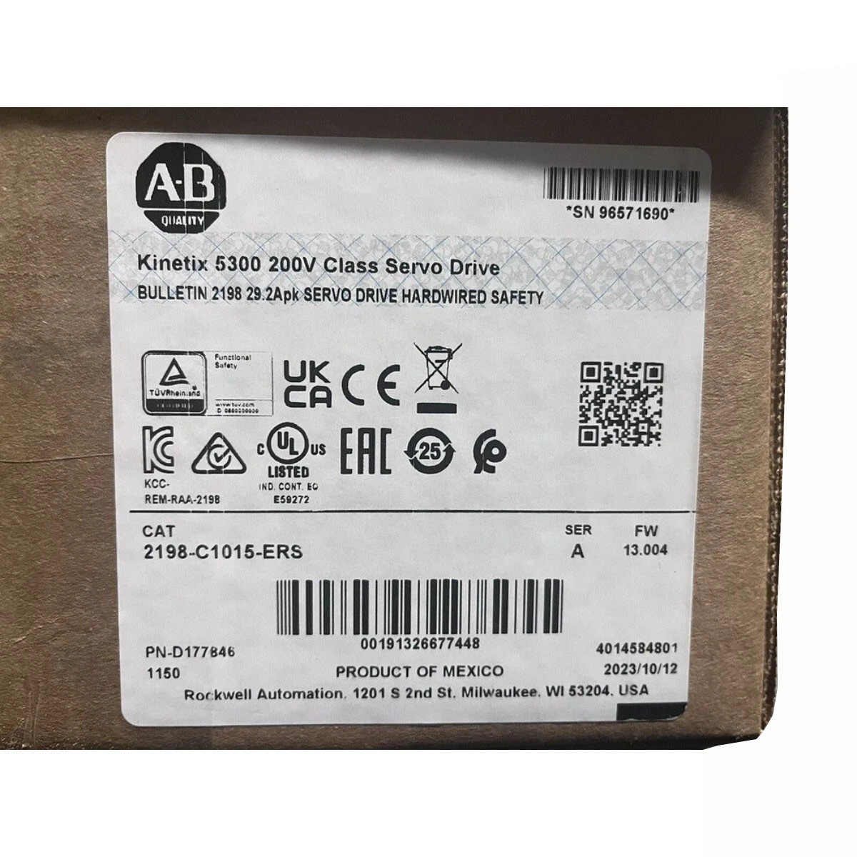 New Sealed 2198-C1015-ERS Kinetix 5300 Servo Drive Allen Bradley 2198-C1015-ERS