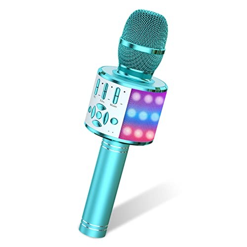 Kids Karaoke Microphone Machine Toys for Girls Bluetooth Microphone LED Light