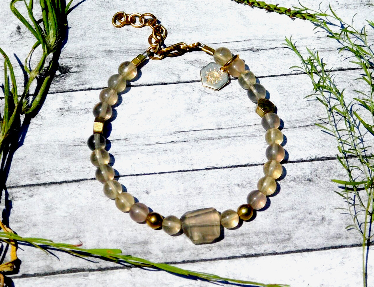 Natural Fluorite Bracelet Adjustable for Energy Healing Meditation Inner Clarity