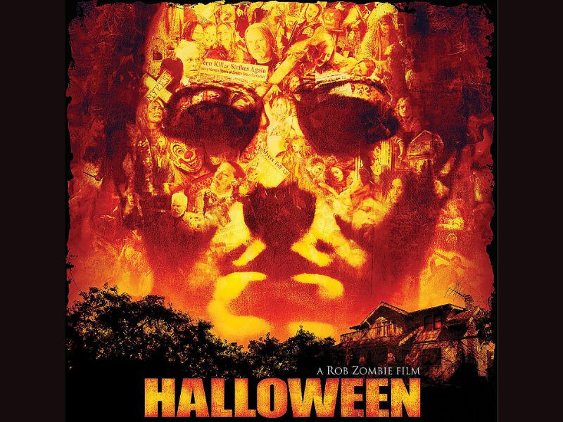 Michael Myers Halloween 5' x5' Backdrop Rob Zombie Party Wall Decor Orange New