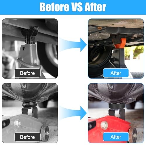 8 Pcs 2 Types Jack Stand Pads Adapter Universal Rubber Slotted Frame Rail