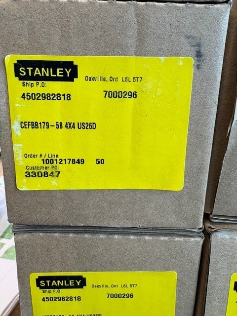 Stanley CEFBB179-58 4x 4 US26D 8 Wire Energy Transfer Hinge [CT-SA]