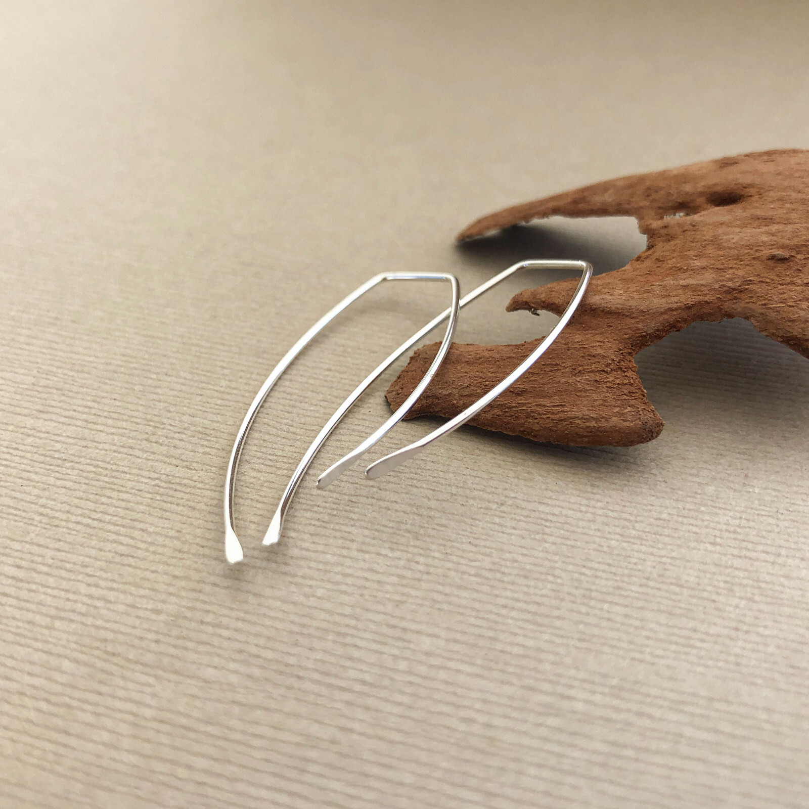 Hammered Earring Hook Sterling Silver, Threader Earring Hook Sterling Silver
