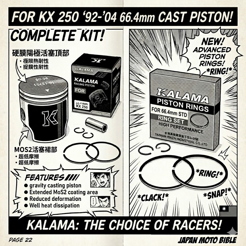Kalama Piston kit w/ RIK ring for Kawasaki KX 250 92-04 13001-1550 13001-0013 O1