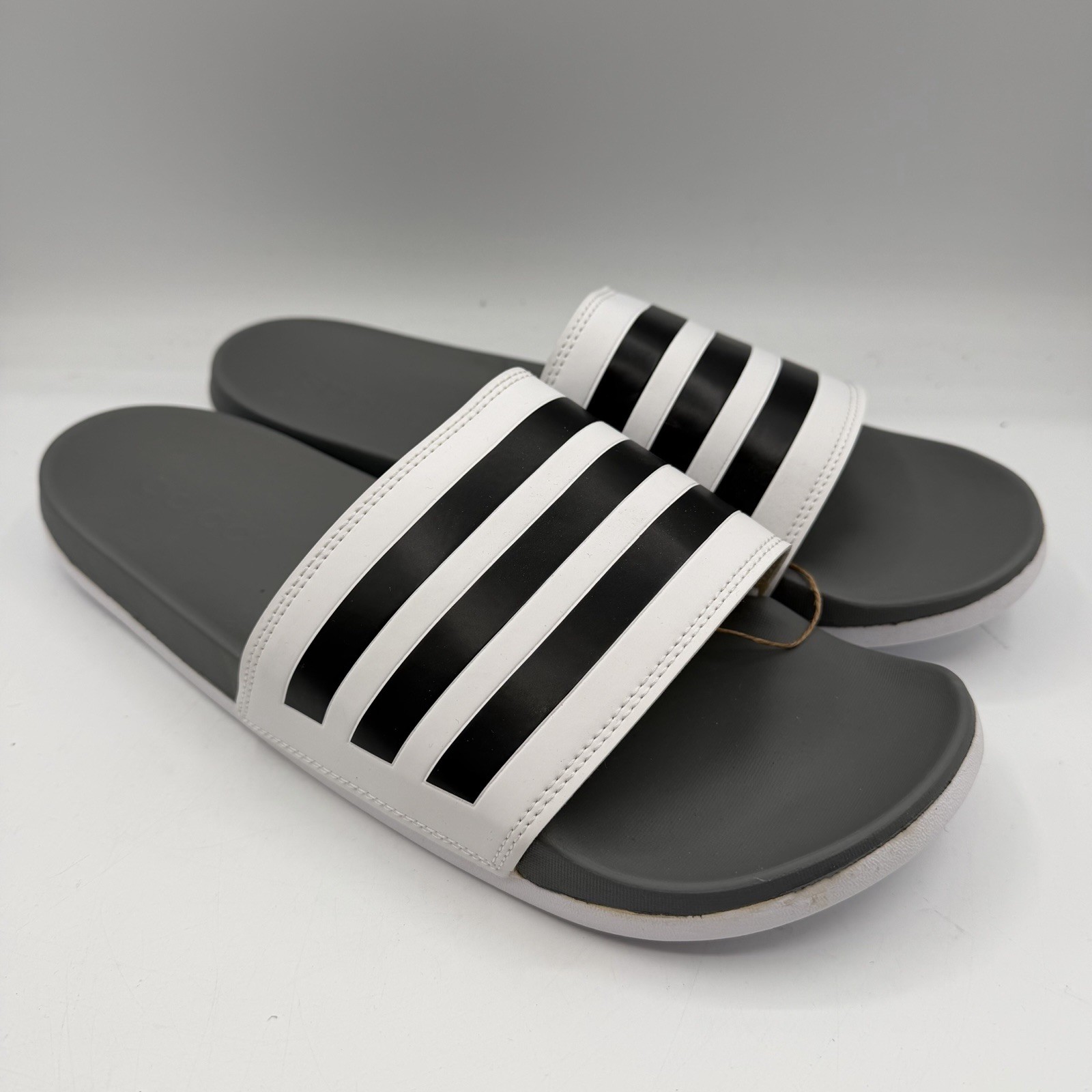 Adidas Adilette Comfort Slide Mens 13 Womens 14 White Grey Beach Sandals GZ5895