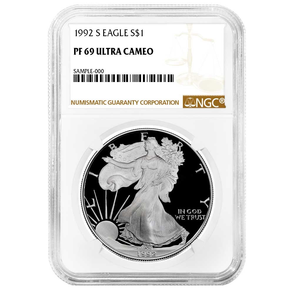 1992-S Proof $1 American Silver Eagle NGC PF69UC Brown Label