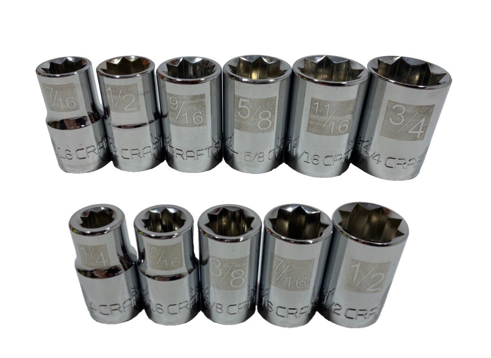 NEW Craftsman Ez Read 3/8" & 1/2" Drive 8 Point Sockets - Choose Size
