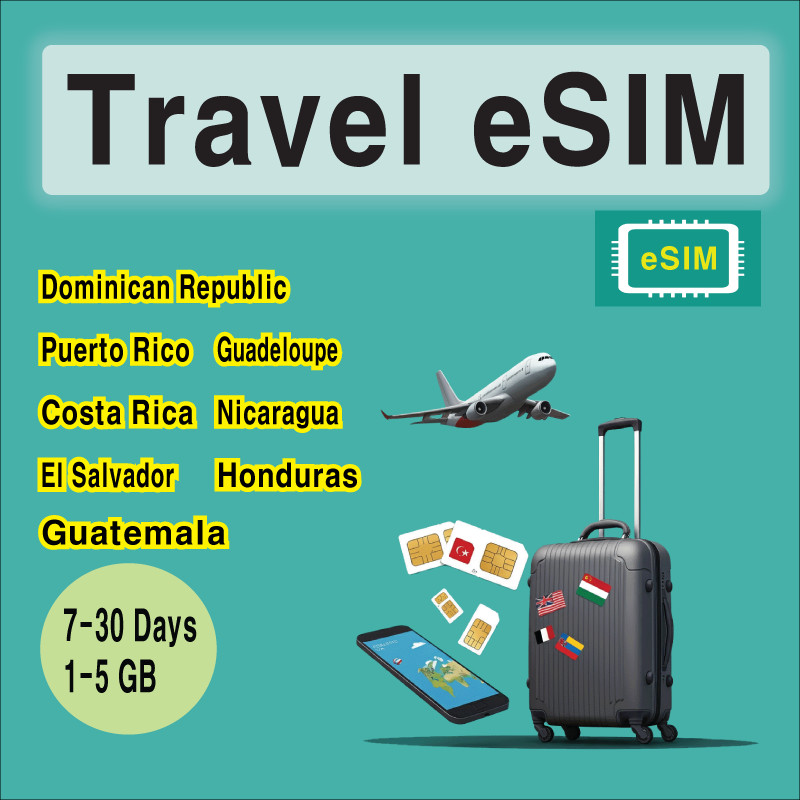 [eSIM] Dominican Republic Puerto Rico Guatemala Costa Rica etc Travel SIM Card