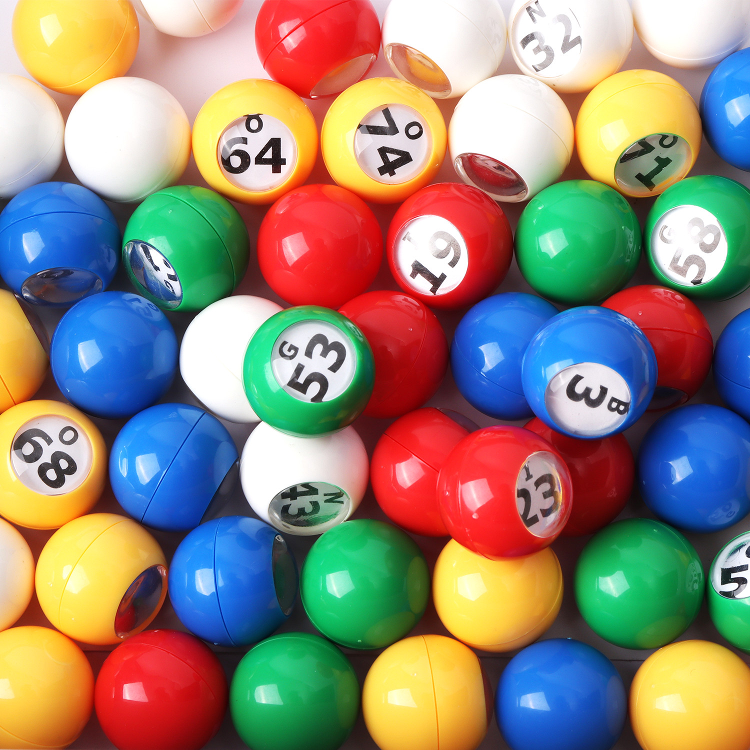 7/8" Multi-Color Replacement Bingo Balls with Easy Read Window for 9" Bingo Cage