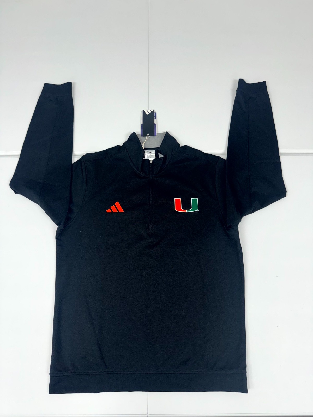 Adidas Miami Hurricanes Elevated 1/4 Zip Jacket Black Pick Size NWT $100