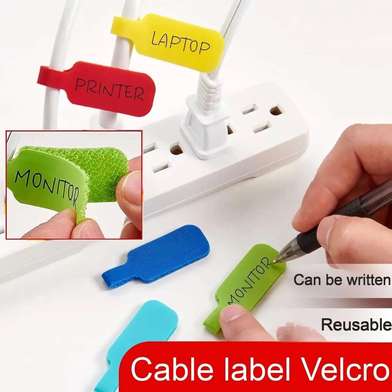 25pcs Wire Markers - Writable Cable Labels with Hook, Loop for Easy Organization