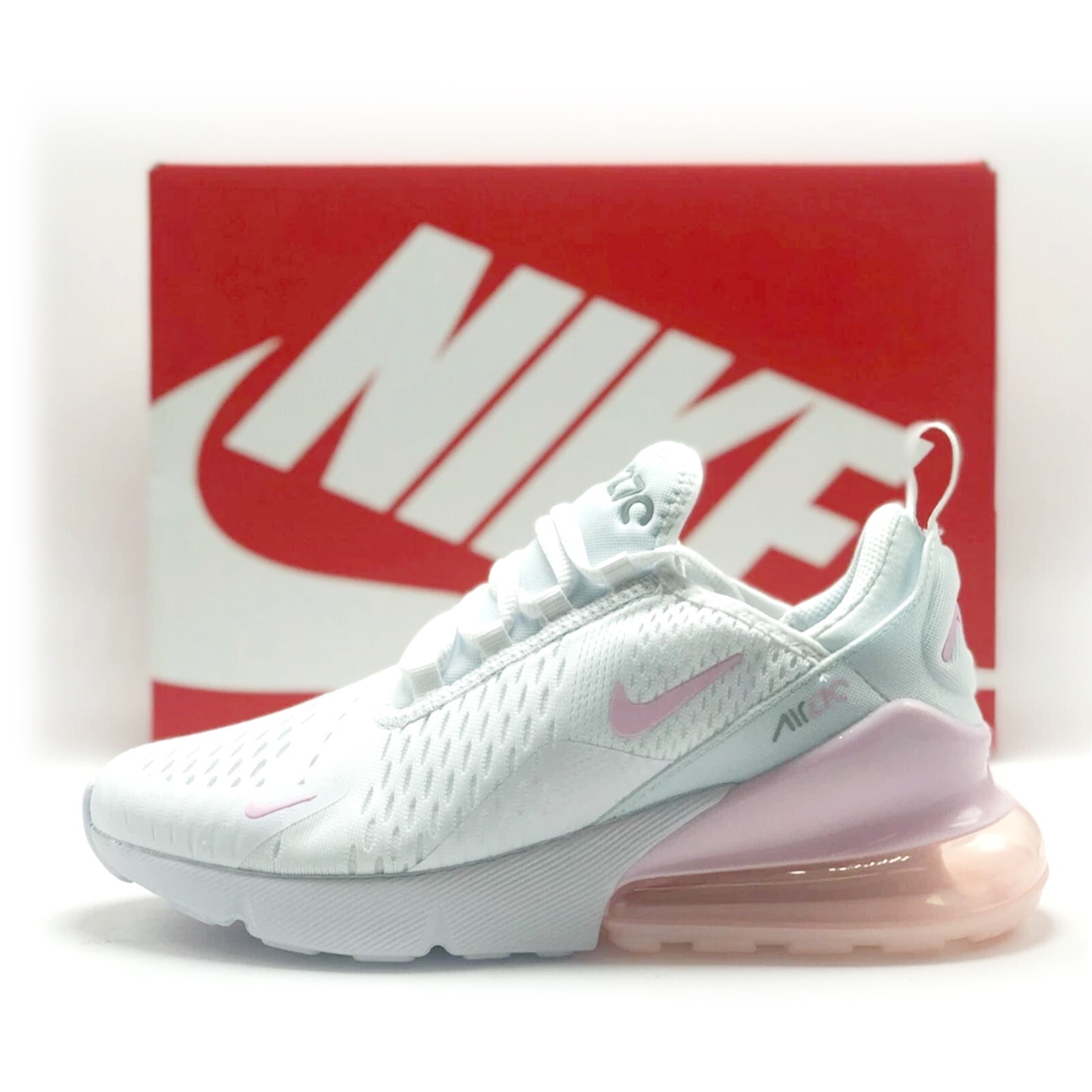 *NEW* Big Kids Nike Air Max 270 (GS) White/Pink Foam- Lt Grey (943345 122)👍