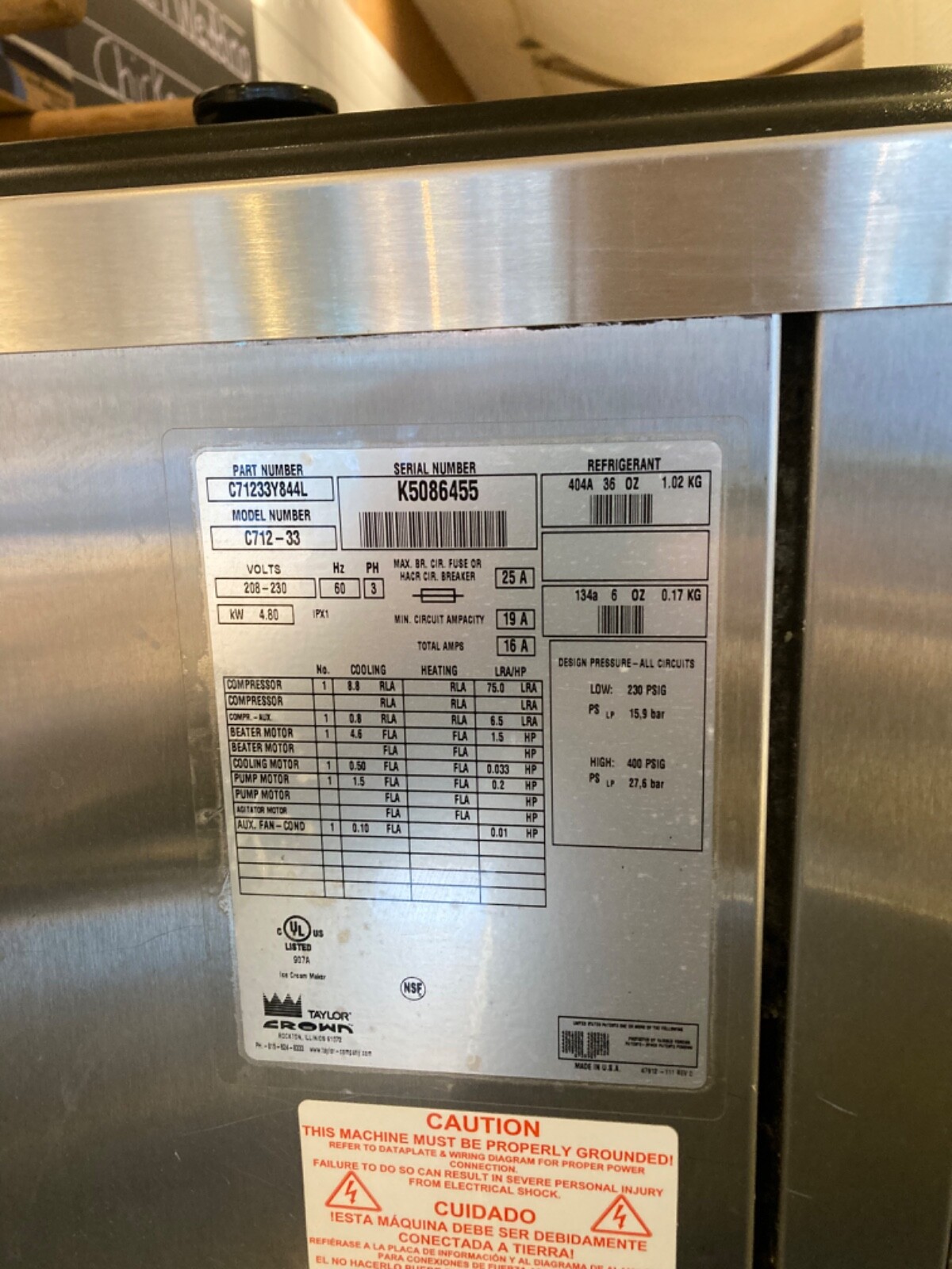 Taylor Soft Serve Freezer Twist - $7500