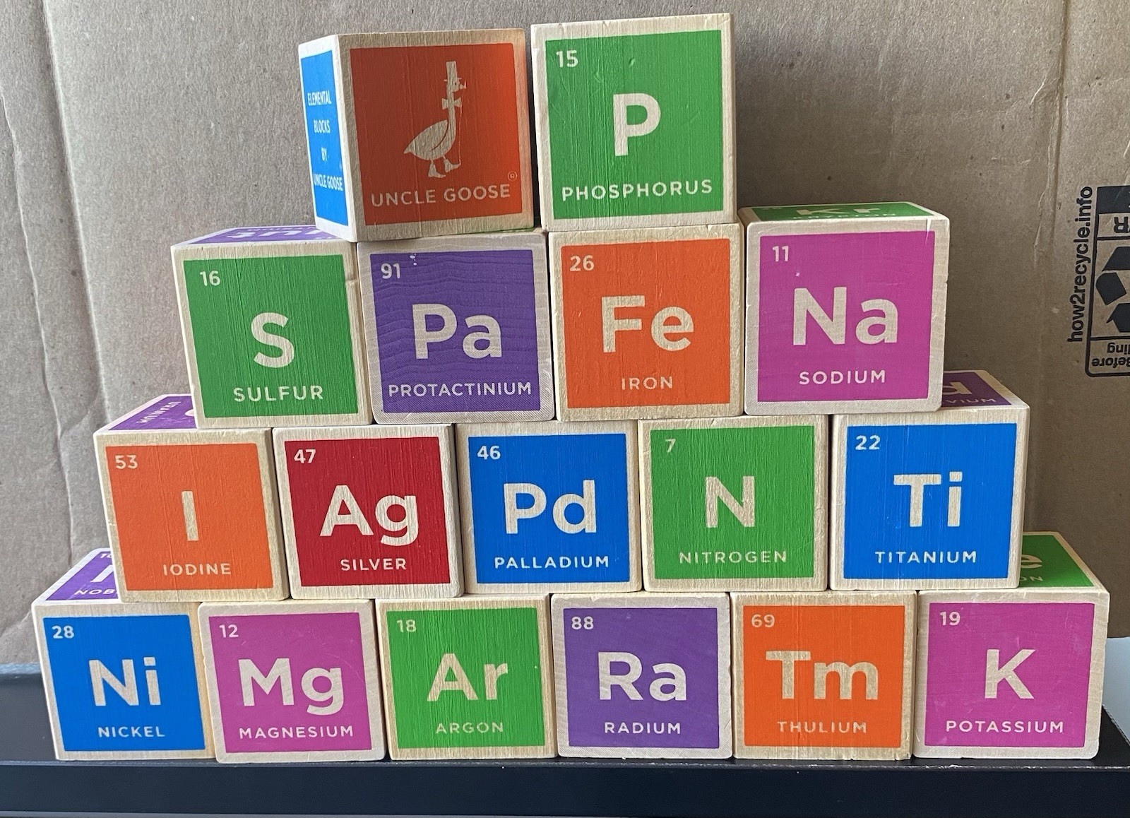 Elemental Blocks Uncle Goose Periodic Table of Elements Chemistry Wood Color