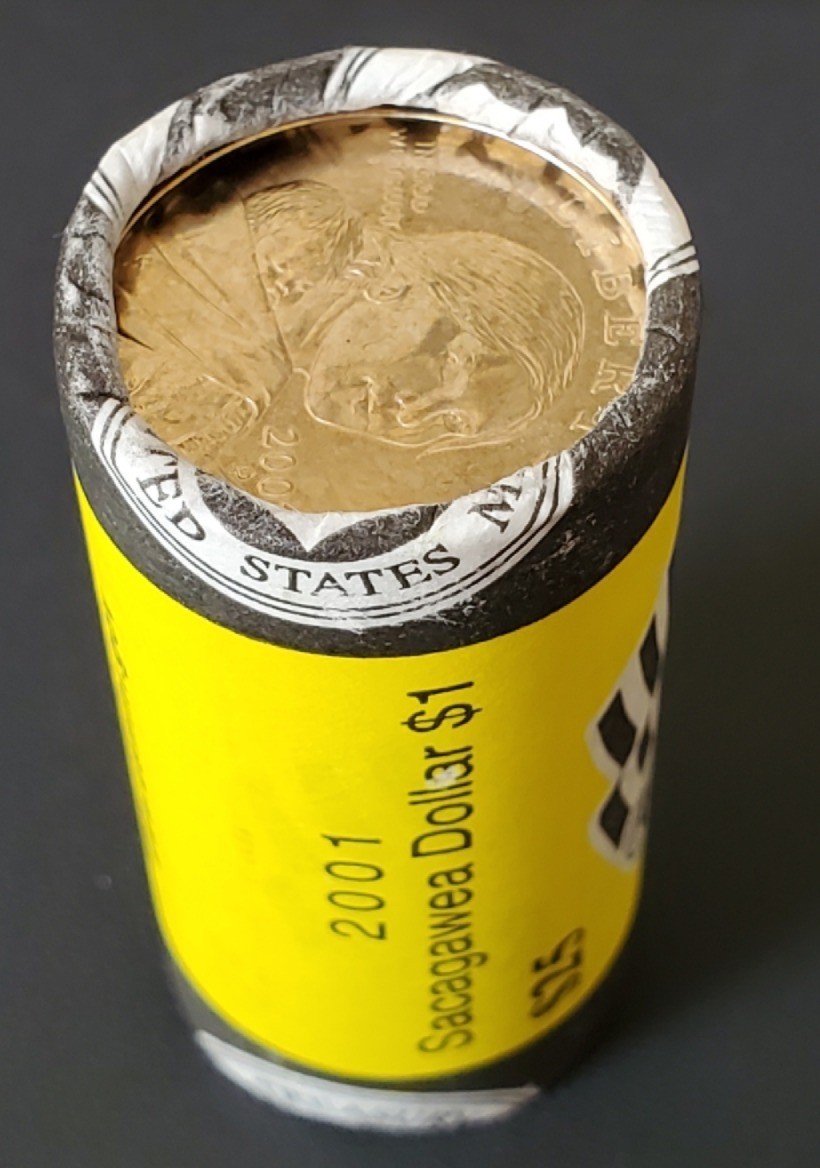 2001  Uncirculated Native American Dollars Bank Wrapped Roll $25