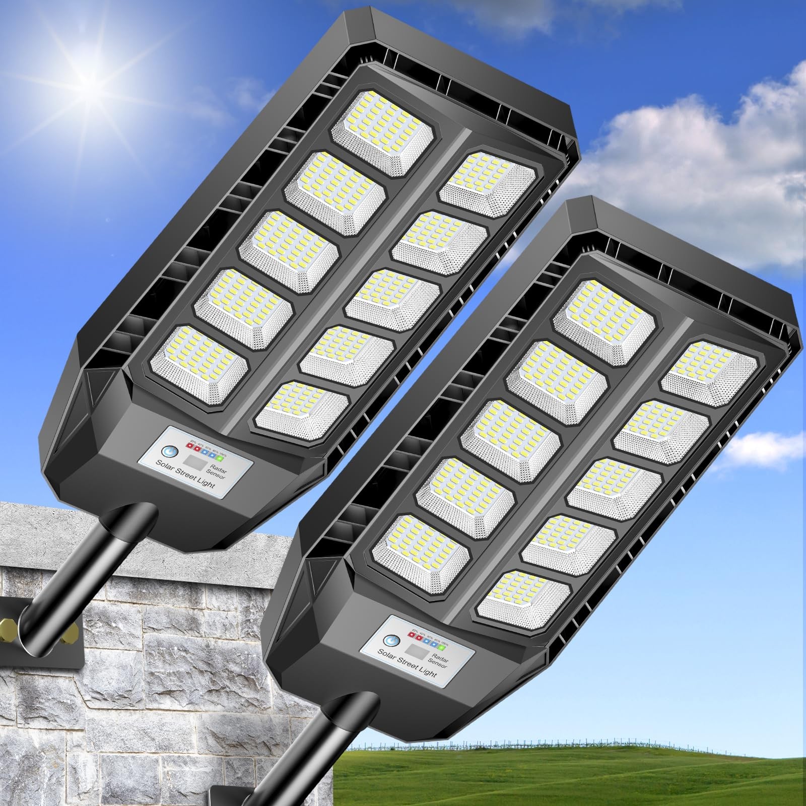 6500W Solar Light Outdoor, Solar Street Lights Outdoor IP66 Waterproof, 6500K...